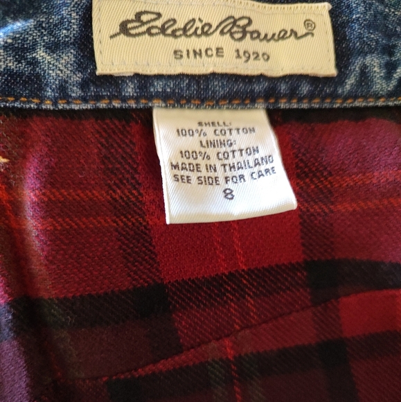 Eddie Bauer Longline Button-Front Flannel Lined Denim Maxi Skirt - Picture 6 of 6